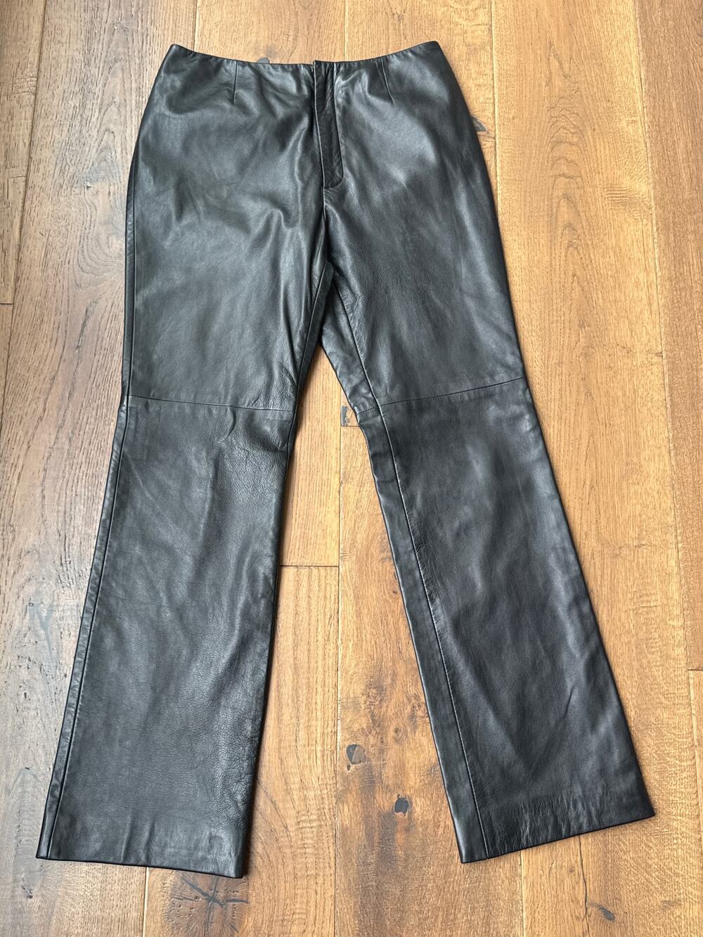 Dana Buchman VTG Siren Genuine Lambskin Leather High Rise Trouser Pants Black 6P